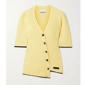 GANNI Asymmetric Organic Cotton-blend Bouclé Sweater